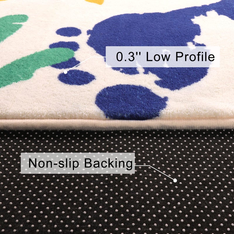 STARUIA Handprints and Footprints Large Kids Rug 5'x7', Washable Colorful Area Rug for Nursery Room, Non-Slip Play Mat Ultra Soft Indoor Carpet for Bedroom Playroom Classroom - Image 5